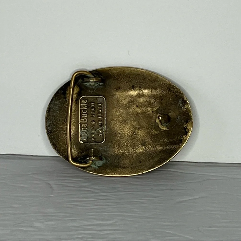 Vintage CC Coastal Contractors MCM 100% Brass Belt Buckle DynaBuckle Provo Utah